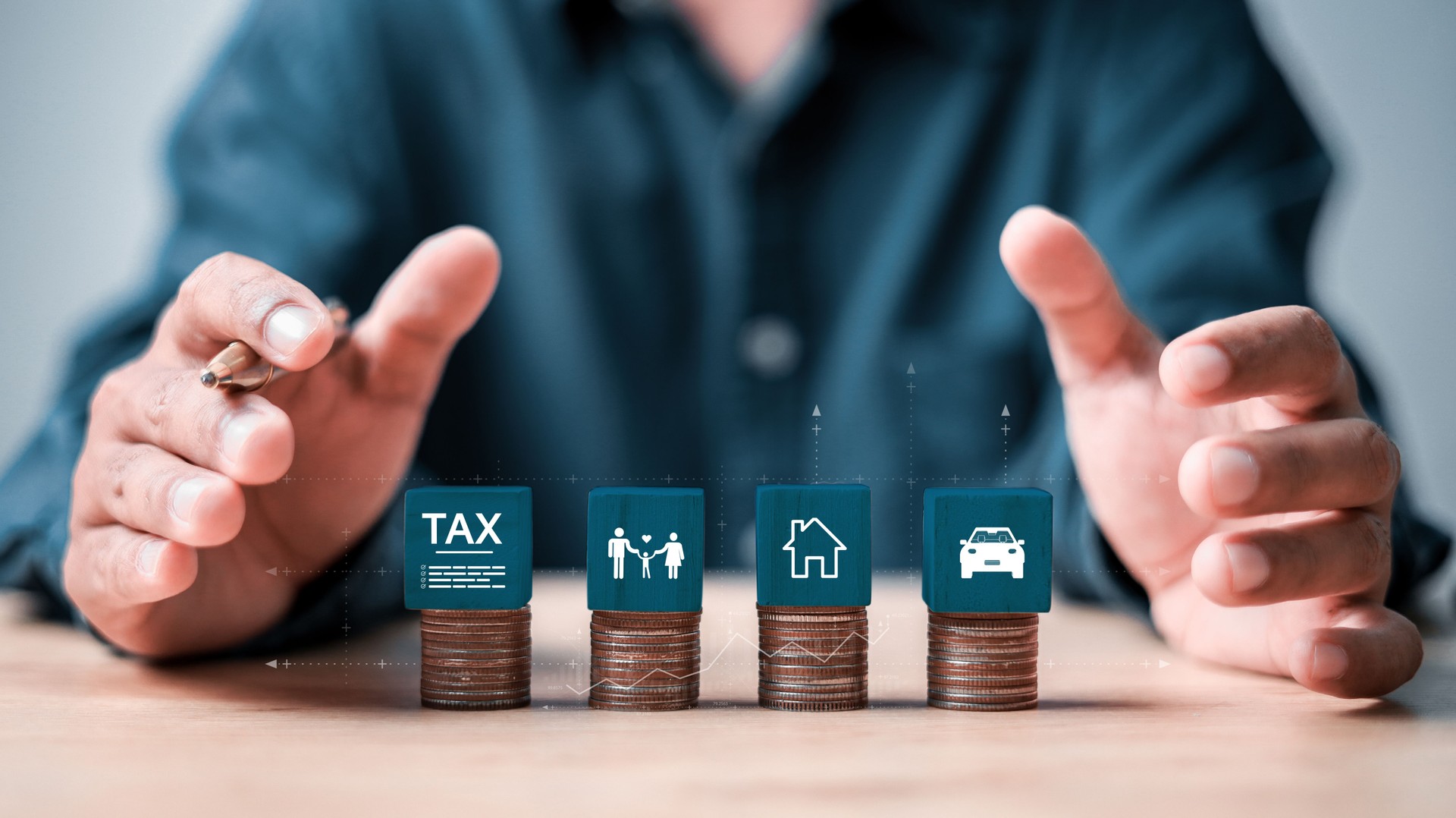 TAX REFUND and refund tax of duty taxation business, graphs and chart being demonstrated on the screen media, tablet pc and selecting tax refund, Saving tax for business